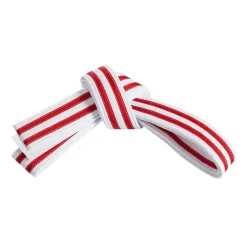 Double Wrap Double Striped White Belt
