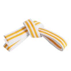 Double Wrap Double Striped White Belt