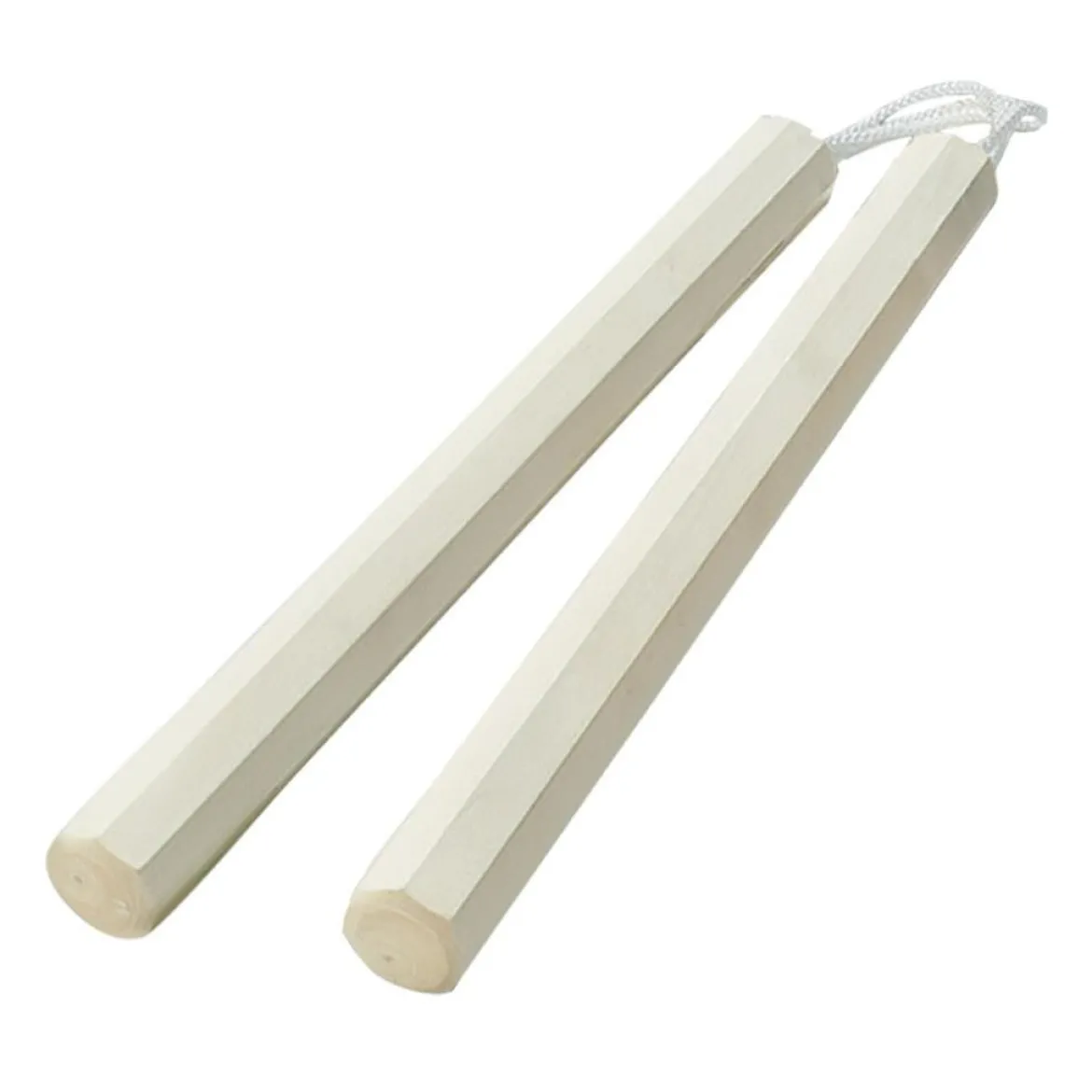White Wax Wood Octagon Corded Nunchaku
